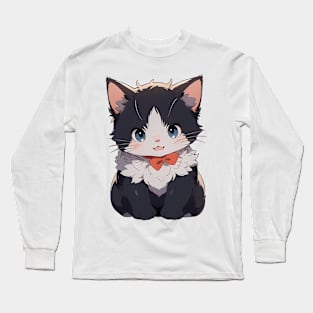 Kitten with Red Ribbon Long Sleeve T-Shirt